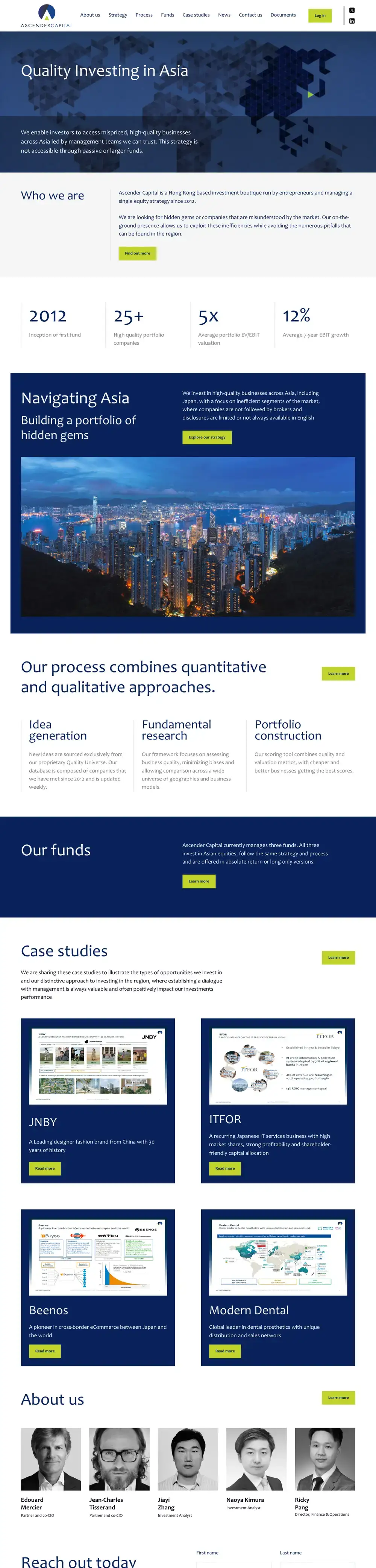 Ascender Capital website, full page