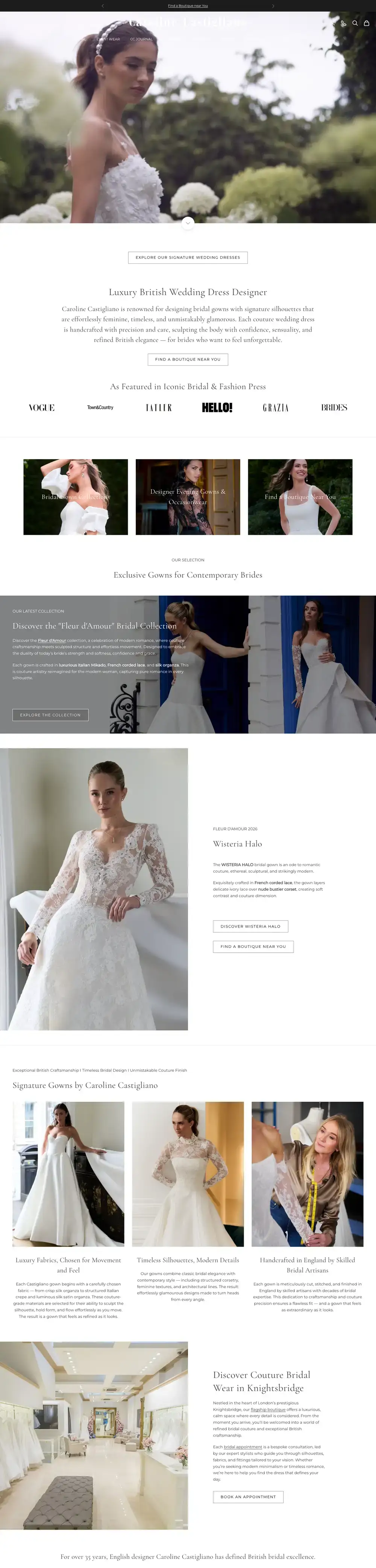 Caroline Castigliano website, full page