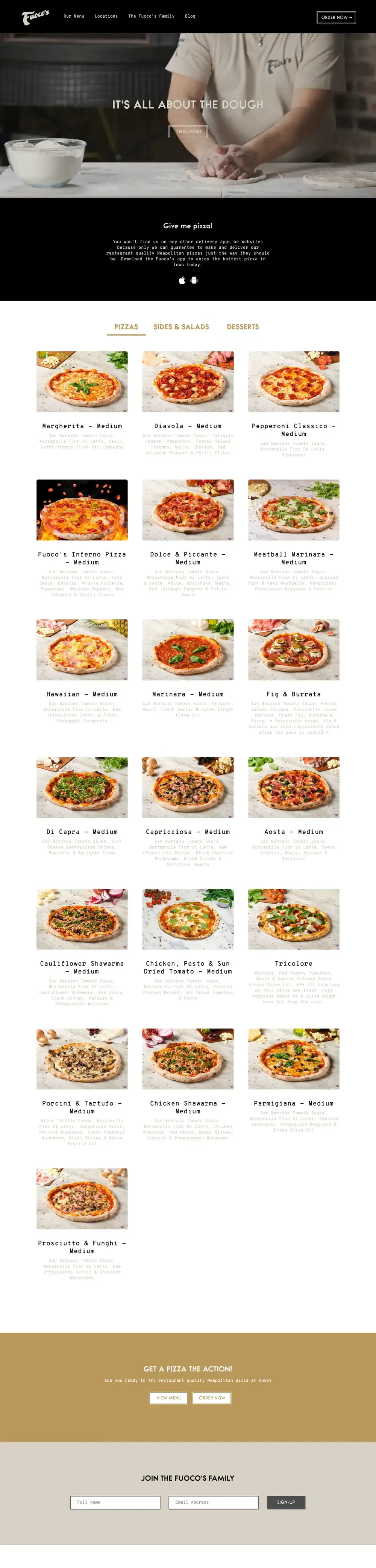 Fuocos website, full page