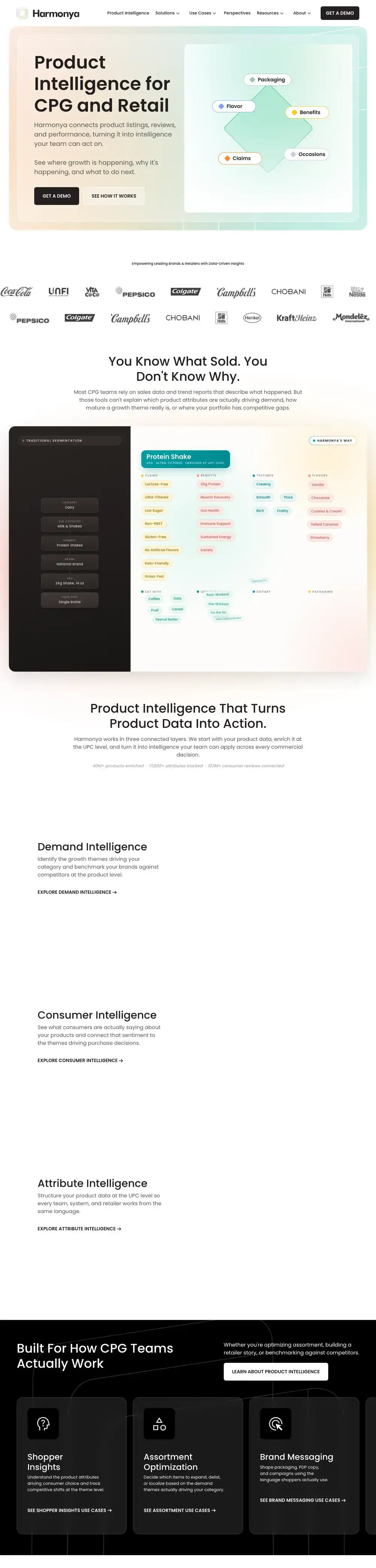 Harmonya website, full page