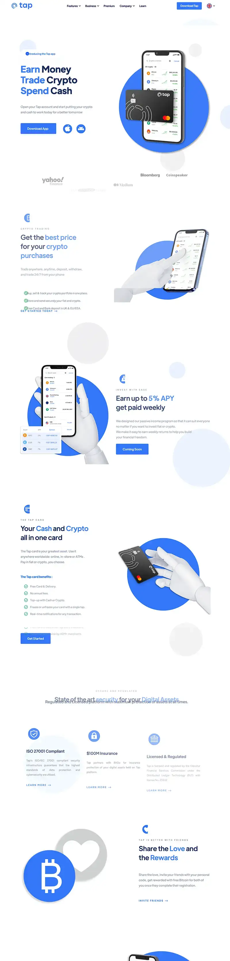 Tap Global website, full page