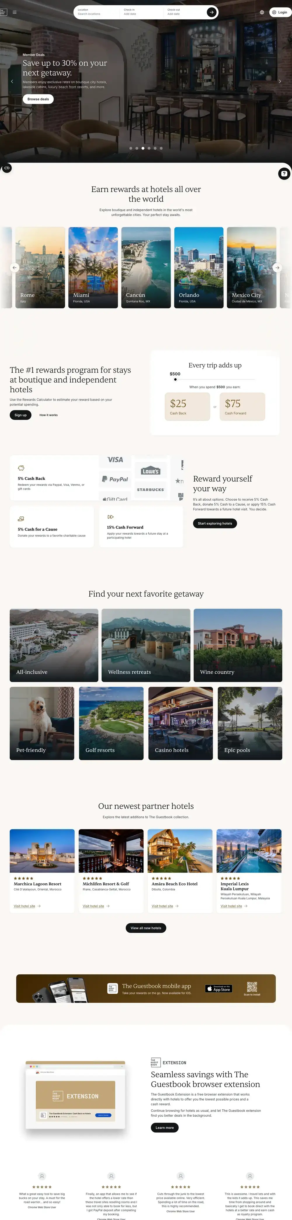 The Guestbook website, full page