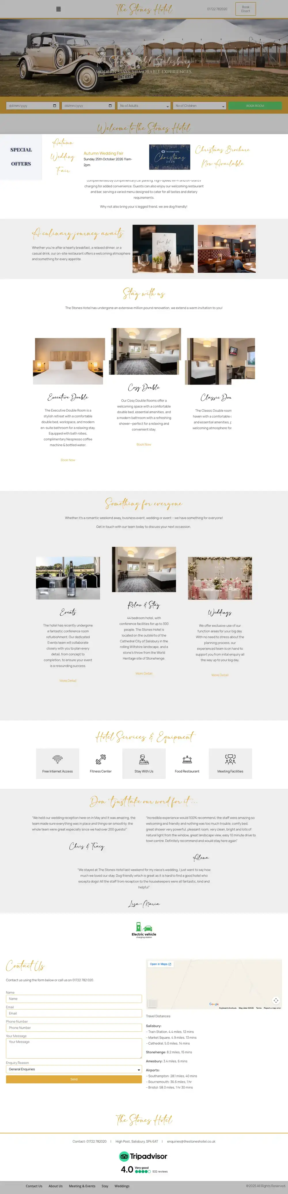 The Stones Hotel website, full page