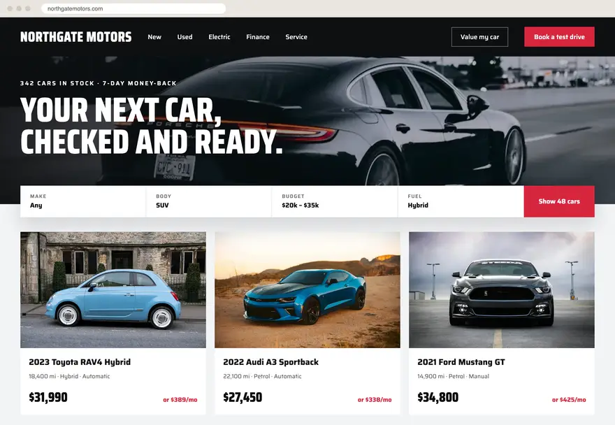 Northgate Motors sample website design