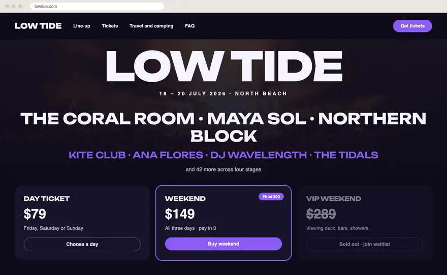 Low Tide sample website design