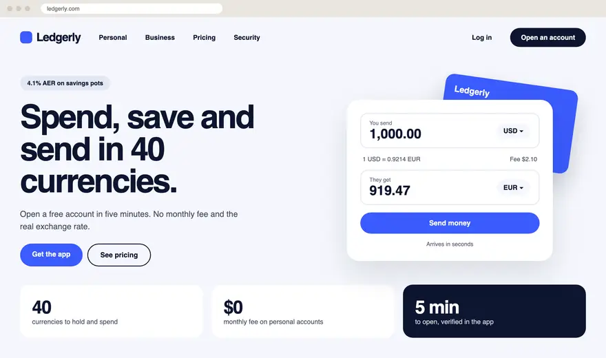 Ledgerly sample website design