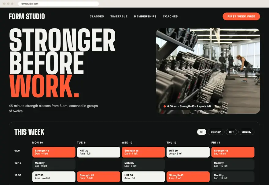 Form Studio sample website design