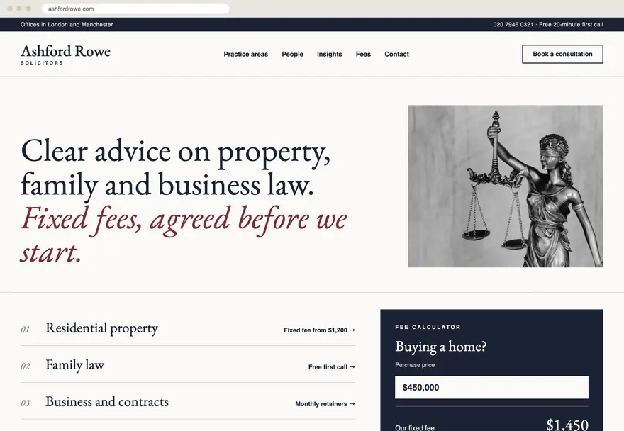 Ashford Rowe sample website design