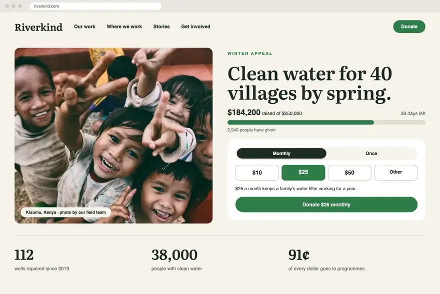 Riverkind sample website design