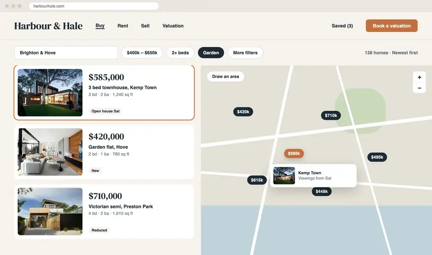 Harbour & Hale sample website design