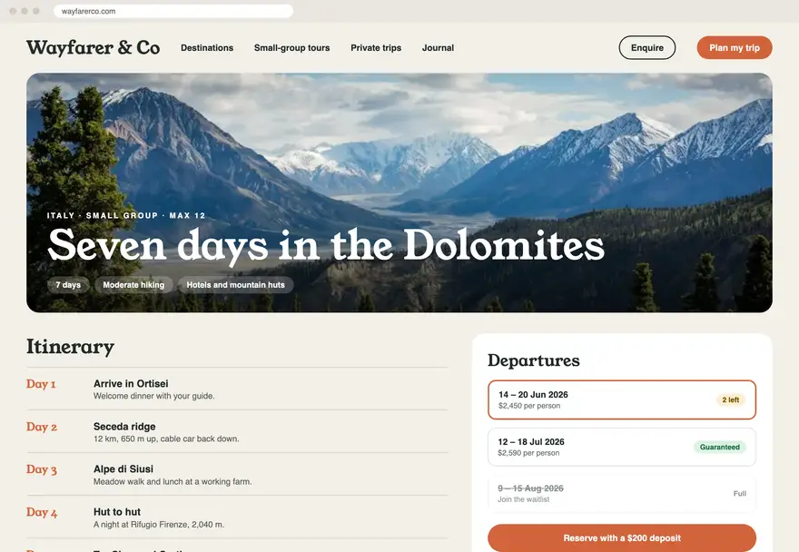 Wayfarer & Co sample website design